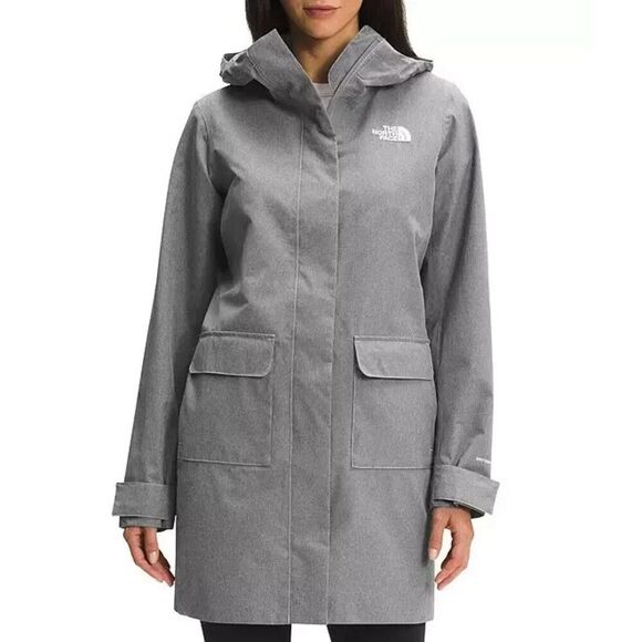 The North Face City Breeze NF0A52YLDYY Rain Jacket Women's Gray Full Zip CLO931 - Picture 1 of 9